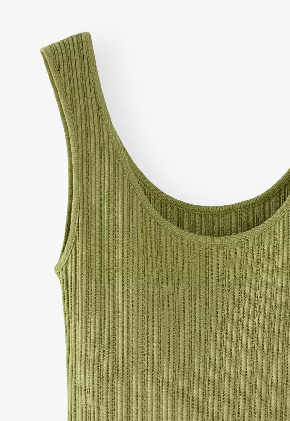 Fitted Scoop Neck Side Slit Organic Cotton Rib Knit Tank Top