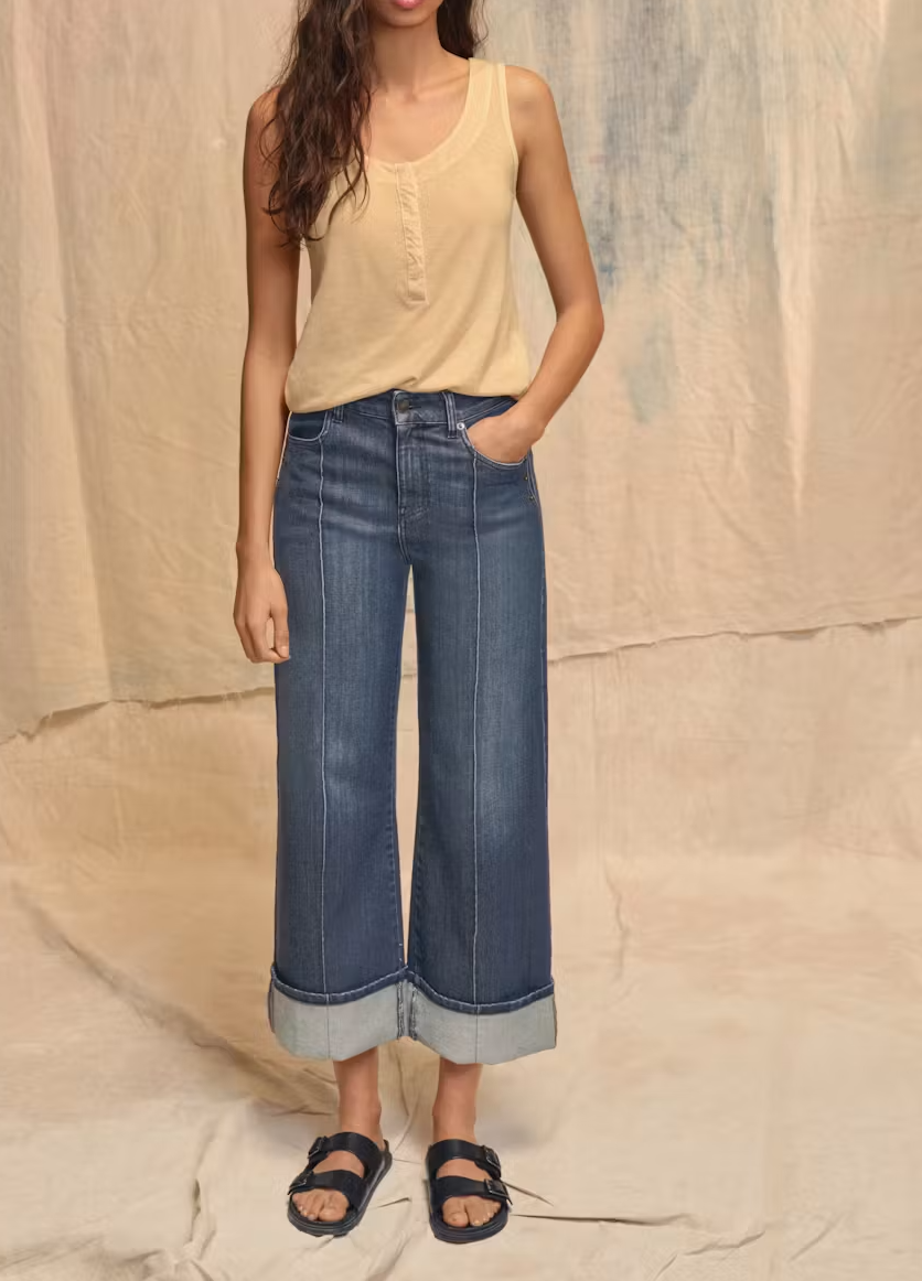 Round Neck Popper Half Placket Organic Cotton Hemp Slim Sleeveless Tank Top