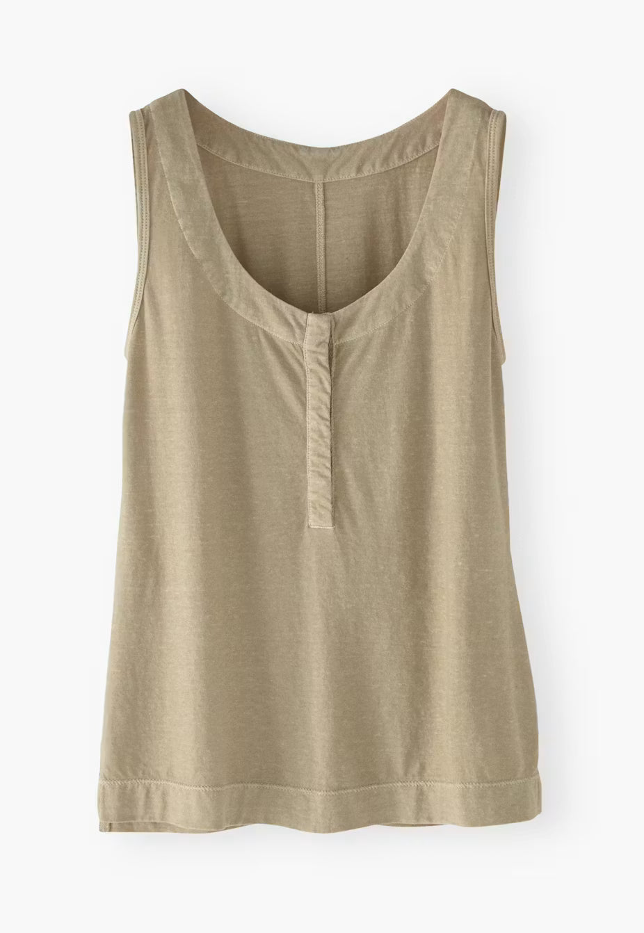 Round Neck Popper Placket Organic Cotton Hemp Slim Fit Sleeveless Tank Top