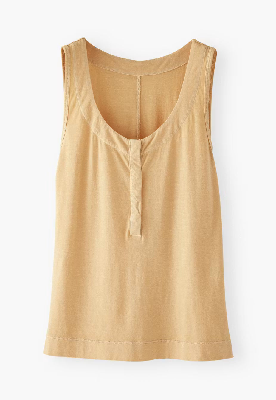 Round Neck Popper Half Placket Organic Cotton Hemp Slim Sleeveless Tank Top