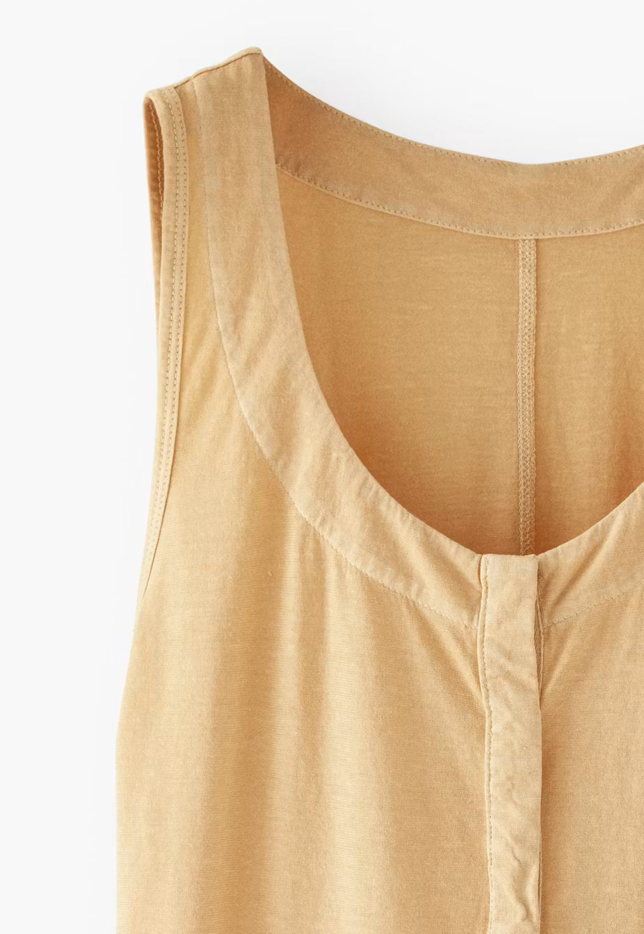 Round Neck Popper Half Placket Organic Cotton Hemp Slim Sleeveless Tank Top