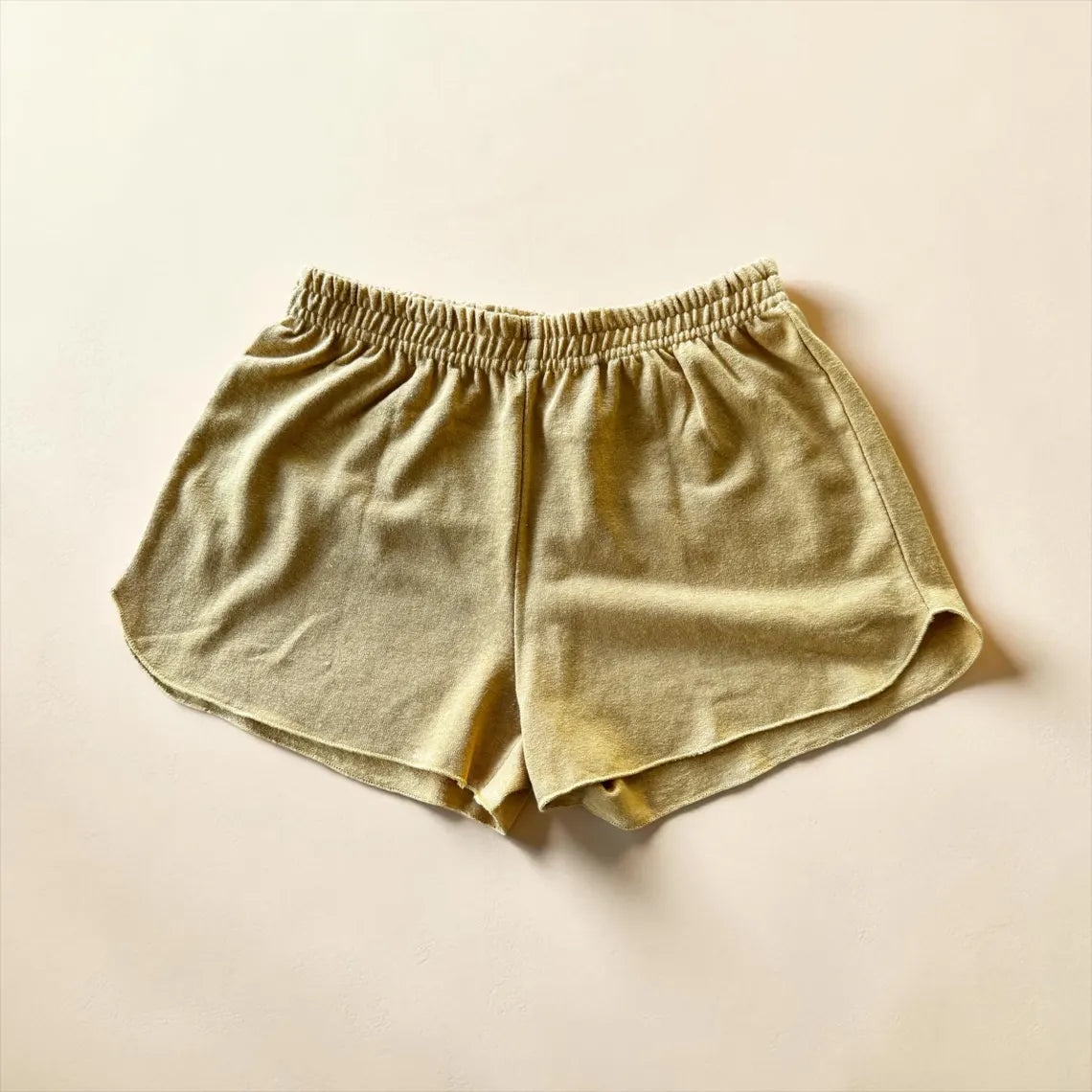 Elastic Waist Scalloped Hem Hemp Organic Cotton Casual Lounge Shorts