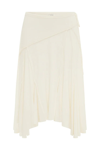 Low Waist Side Tie Asymmetric Panel Flowy Midi Skirt