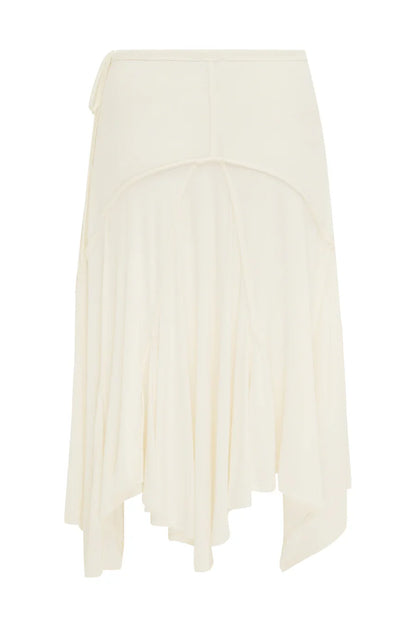 Low Waist Side Tie Asymmetric Panel Flowy Midi Skirt